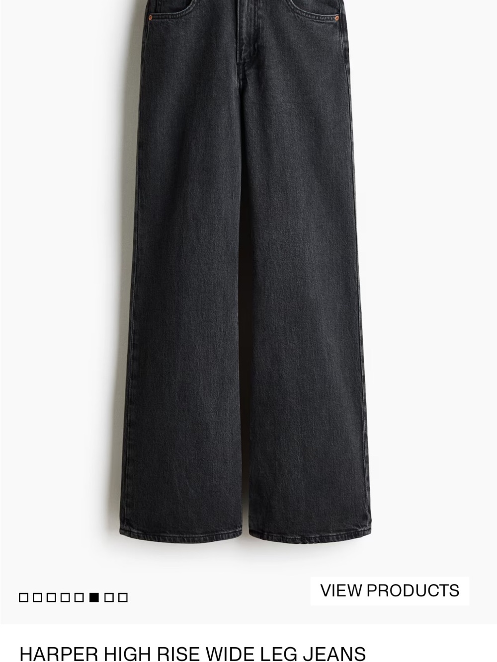 H&M Dark Denim Grey Wide-Leg High-Rise Jeans - Picture 6 of 6
